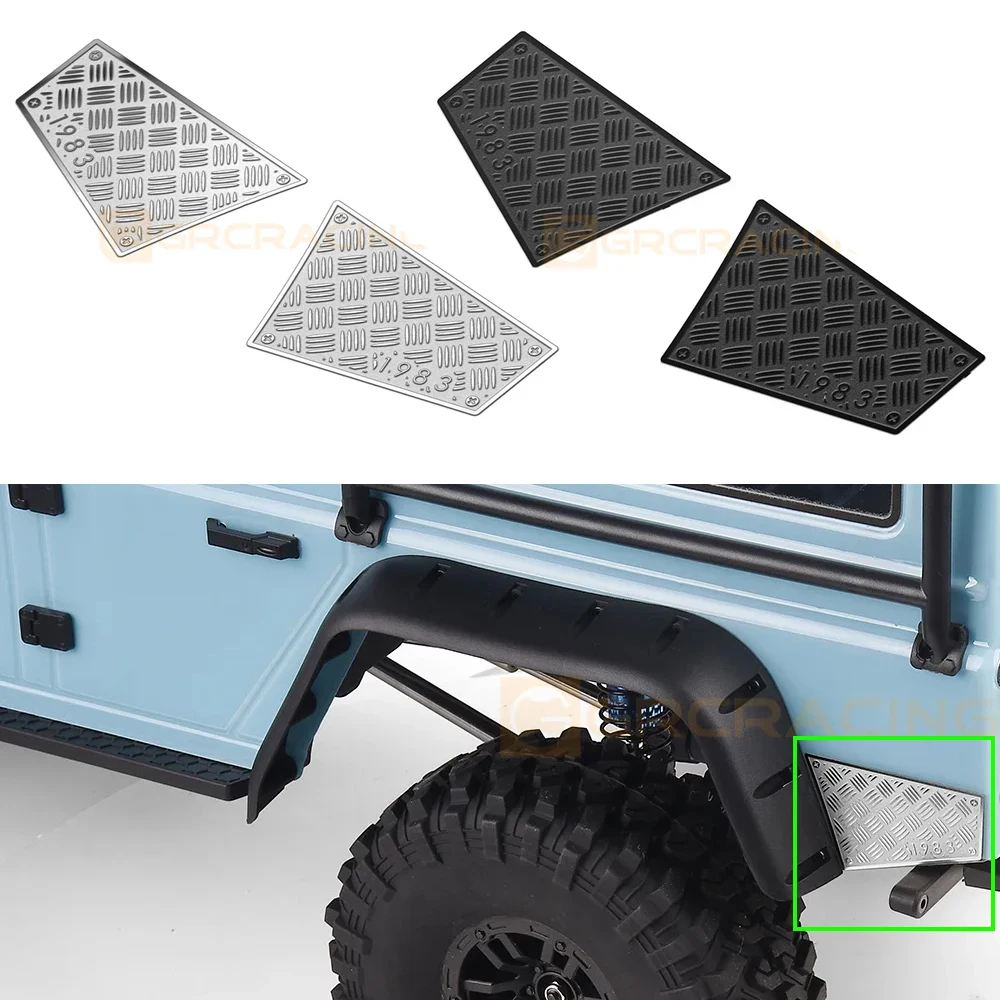 1/8 Stainless Steel Side Back Skirt Decoration Chequered Plates Metal Protection Sheets for Mjx H8h Defender Body Grc#g190fs/fb