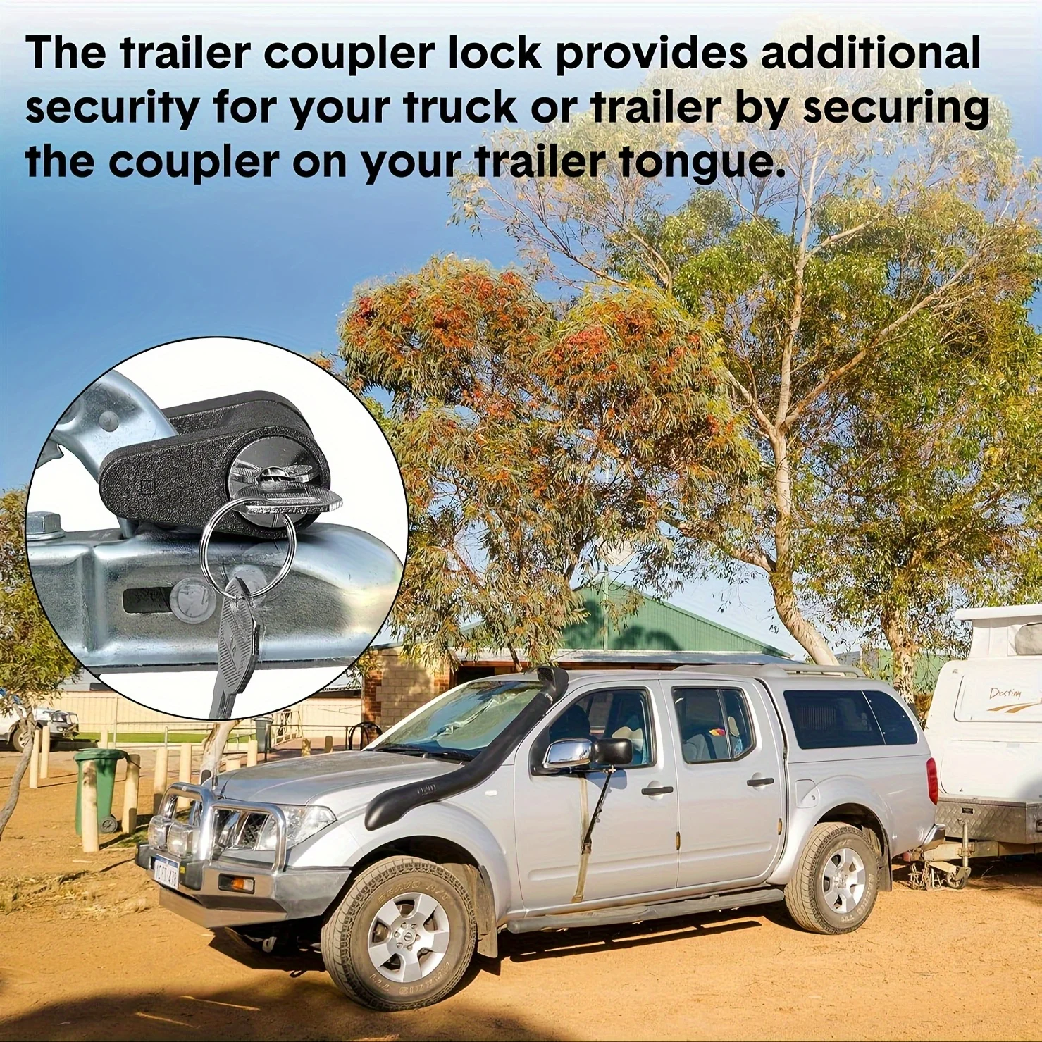 قفل خطاف لسان المقطورة شديد التحمل - قفل وصلة مقطورة مضاد للسرقة ومضاد للتآكل مع قفل أسطواني مفاتيح.