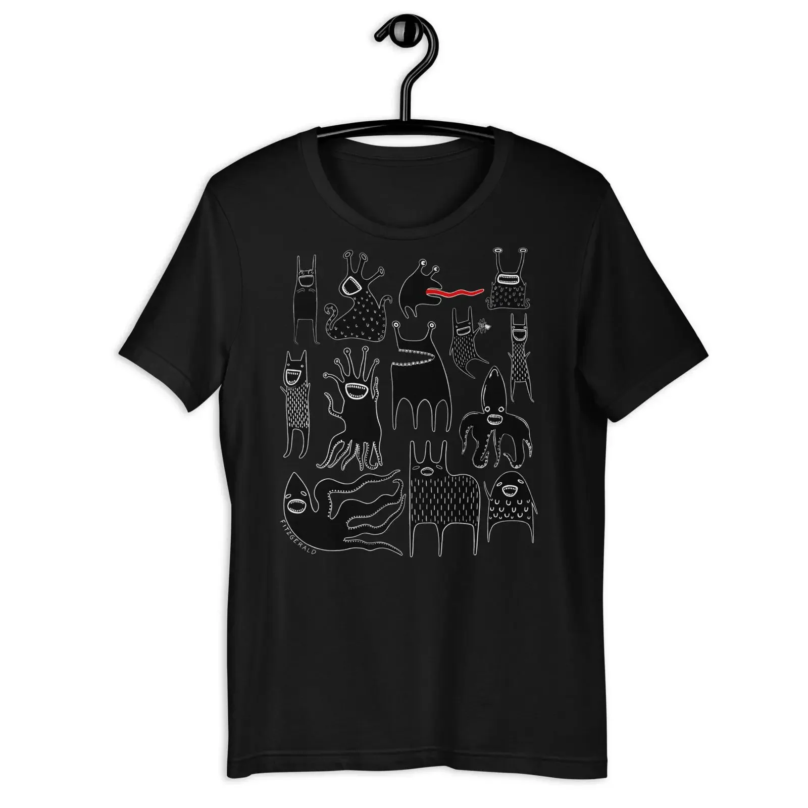 Футболка Kawaii Goth Monster: Забавная, причудливая, винтажная, с эффектом потертости, в стиле фолк-арт, с изображением инопланетян, дизайнерская одежда