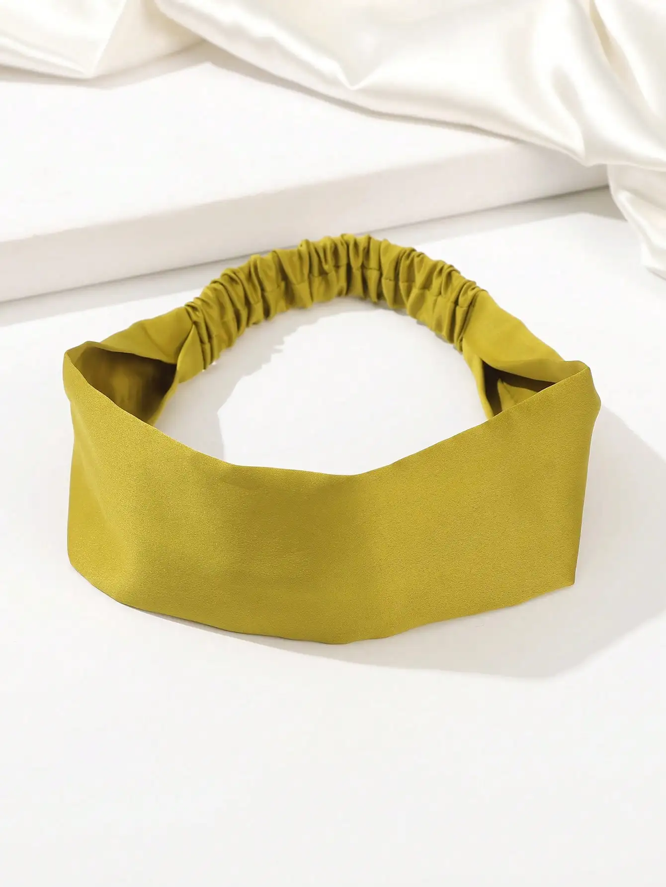 

Satin Elastic Headband For Women Solid Color Stretch Hair Band Casual Vintage Hair Accessory