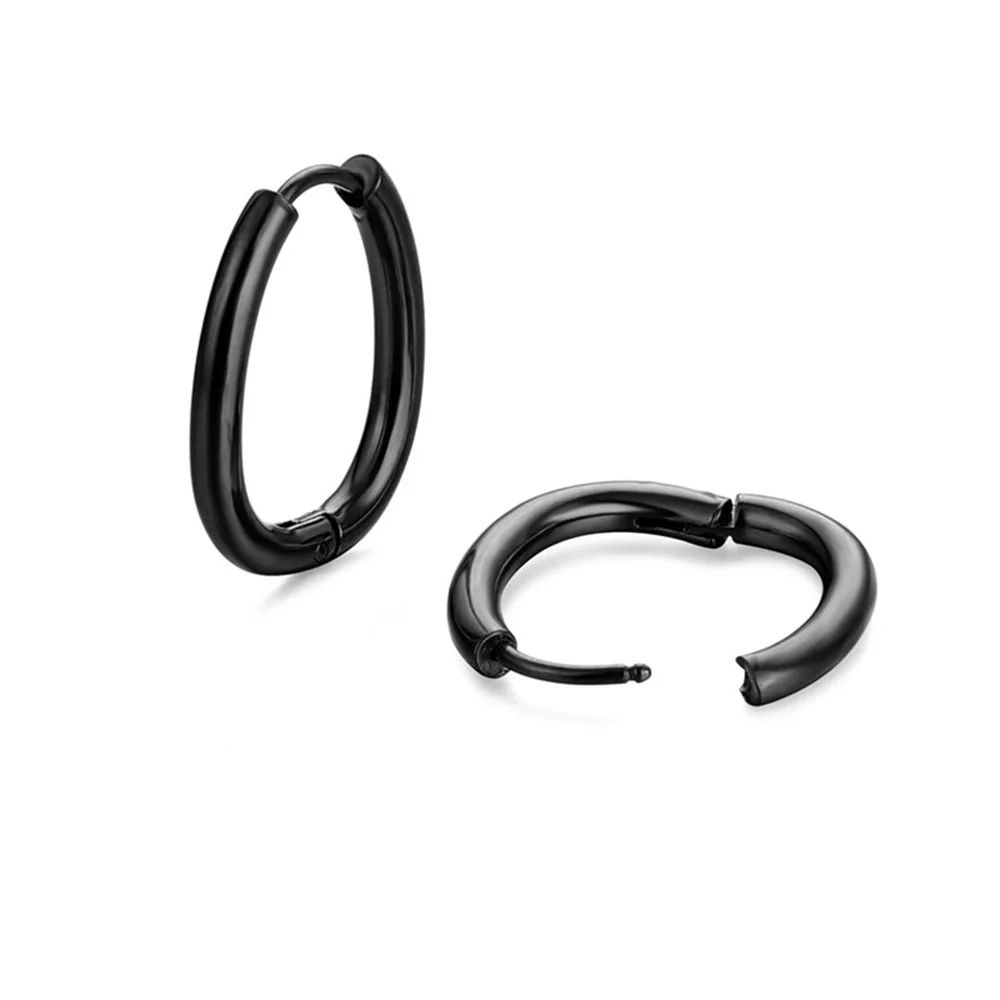 

Small Circle Creole Hoop Earrings for Women, Stainless Steel Hoops, Black Gold Color , Simple & Polished Thick Ear Jewelry