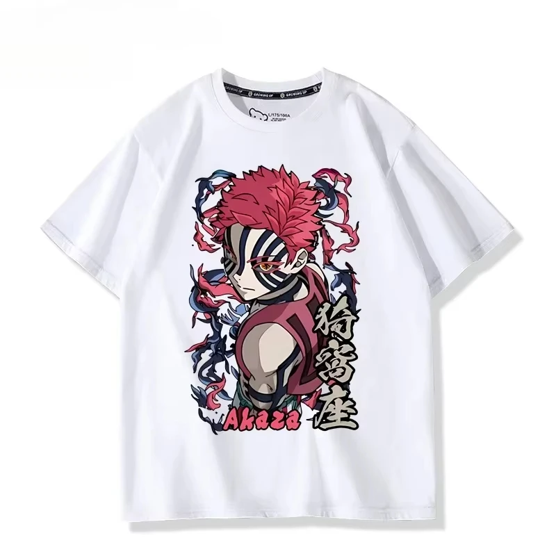 MINISO Adventure Anime Akaza Summer Men's Printed T-shirt T-shirt Comfortable Casual Short-sleeved Top