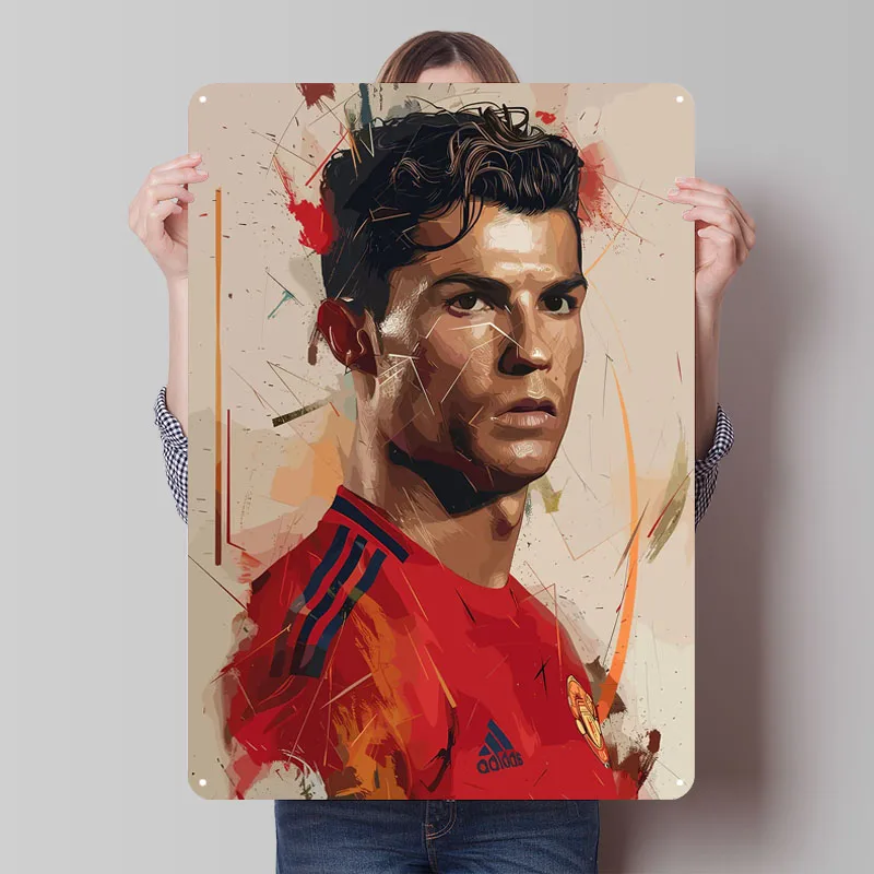 Cristiano Ronaldo Portrait Metal Signs Sport Poster Wall Decoration Room Decor Custom Tinplate Sign for Wall Art Decoration Home