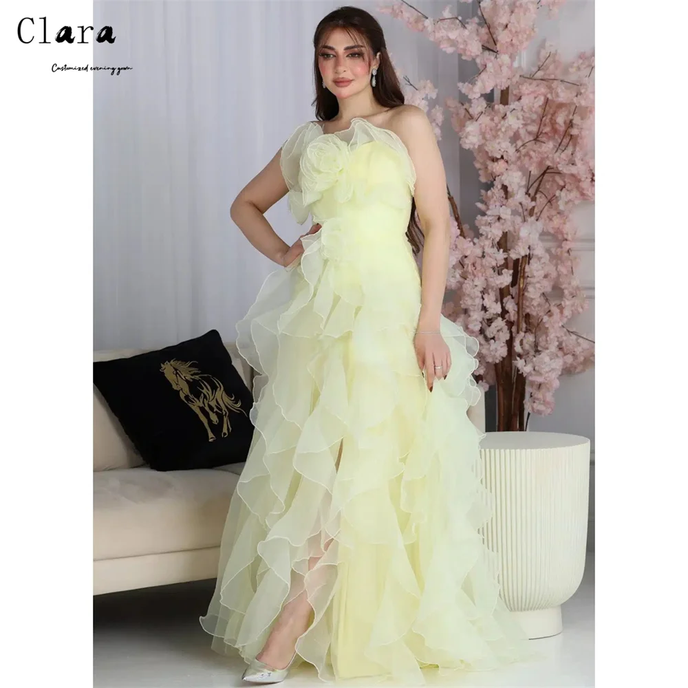 

Clara Custom Yellow Side Slit Off the Shoulder Lace Elegant and Chic Luxury Evening Dresses 2025 Women's Prom Dress 2025 Party
