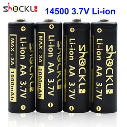 Shockli-pilas recargables de iones de litio, pilas AA de litio para linterna Led, faros, juguetes, 14500, 1000mAh, 3,7 V, 2-8 unidades