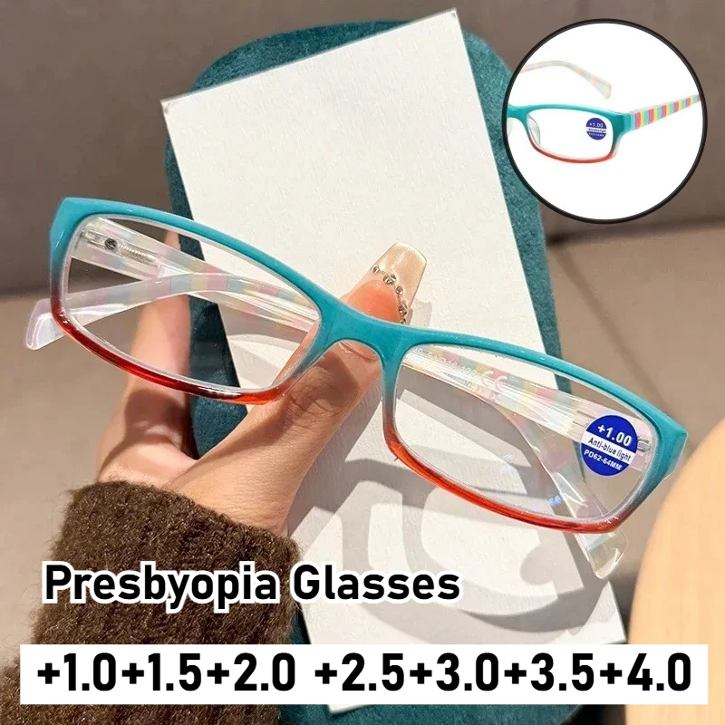 

Unisex New Fashion Colorful Square Frame Reading Glasses Fashion Trend Blue Light Blocking Glasses Retro Presbyopia Glasses