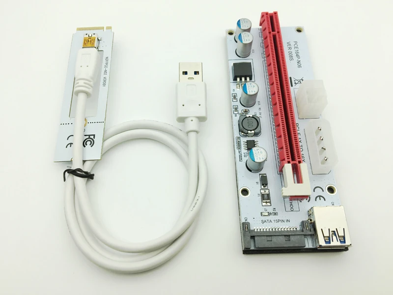 Riser White 008S NGFF M.2 PCIE PCI-E 1X 2X 4X 8X 16X USB 3.0 Adapter Card 60cm Data Cable for BTC Mining Bitcoin Miner Antminer