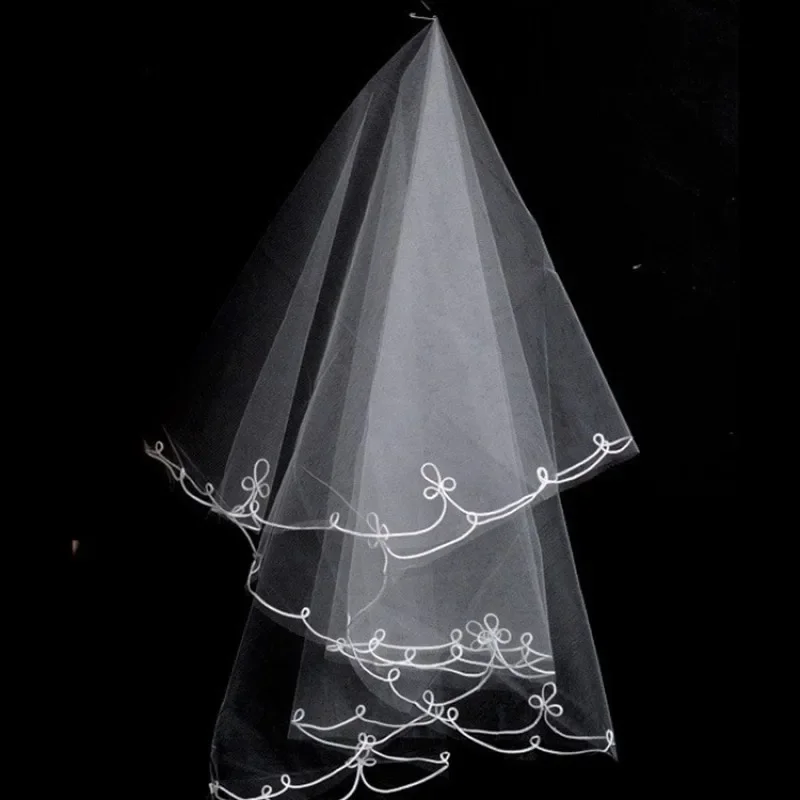 

Ivory Bridal Veils one layer With Ribbon Edge Cheap Wedding Veil Wedding Accessories in Stock