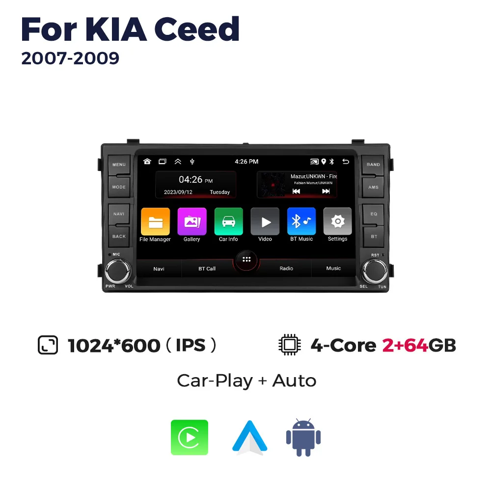 7 inch Draadloze CarPlay Android Auto Multimedia Scherm Voor KIA Ceed 2007-2009 Android 15 Autoradio GPS intelligente Systeem