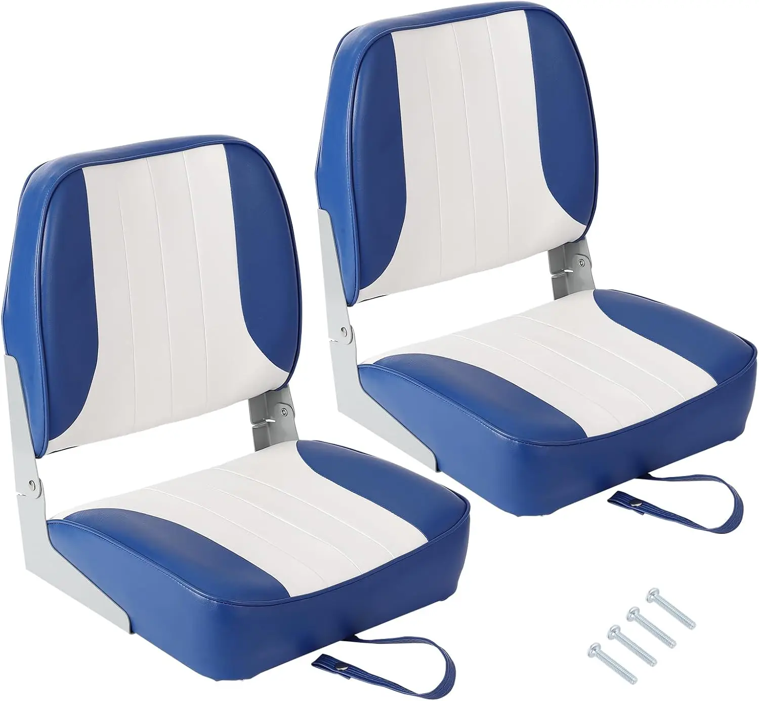 

2 Pack Folding Boat Seats Low Back, Fishing Boat Seat with Thickened Sponge Padding, Weather-Resistant Captain Chairs for Fishing, Cruises, Sightseeing, Speedboat