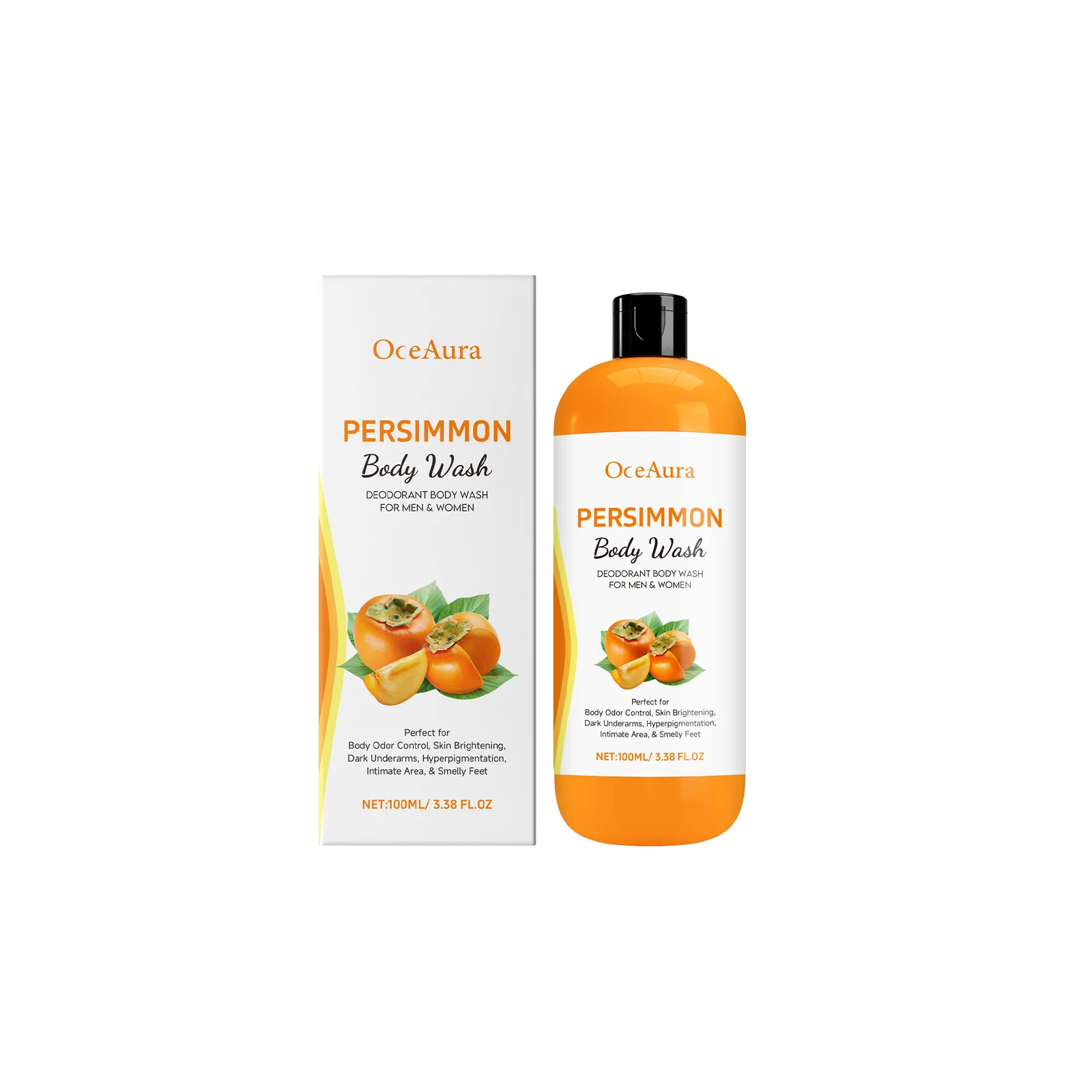Persimmon Body Wash Deep Cleaning Skin Oil Control Exfoliating Eliminating Odor Remover Dirt Lasting Fragrance Shower Gel 100ml