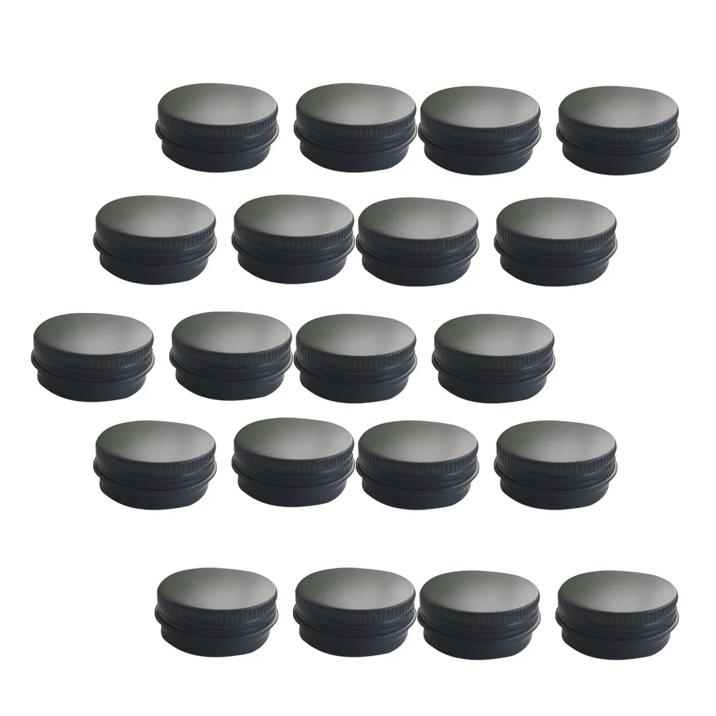 20Pcs Aluminium Box Black Travel Storage Leakproof Cream Container Screw Thread Cosmetics Jar Durable Lightweight