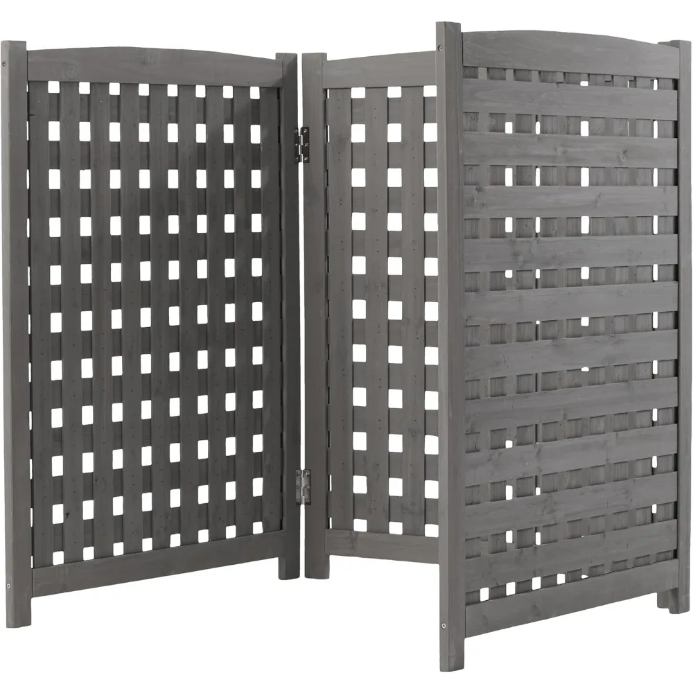 

Экран забора для наружного кондиционера, деревянная крышка для конфиденциальности 32 Вт x 38 В (серый) — включает 3 панели + 1 дверь для блока переменного тока