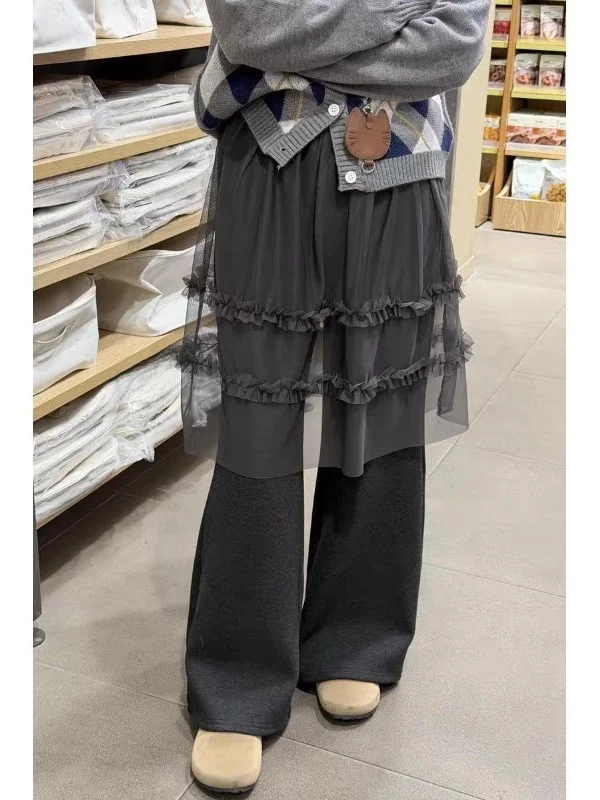 

Женские зимние хлопковые брюки с высокой талией, прямые широкие штанины, повседневный дизайн, модный комплект из двух предметов, повседневные брюки