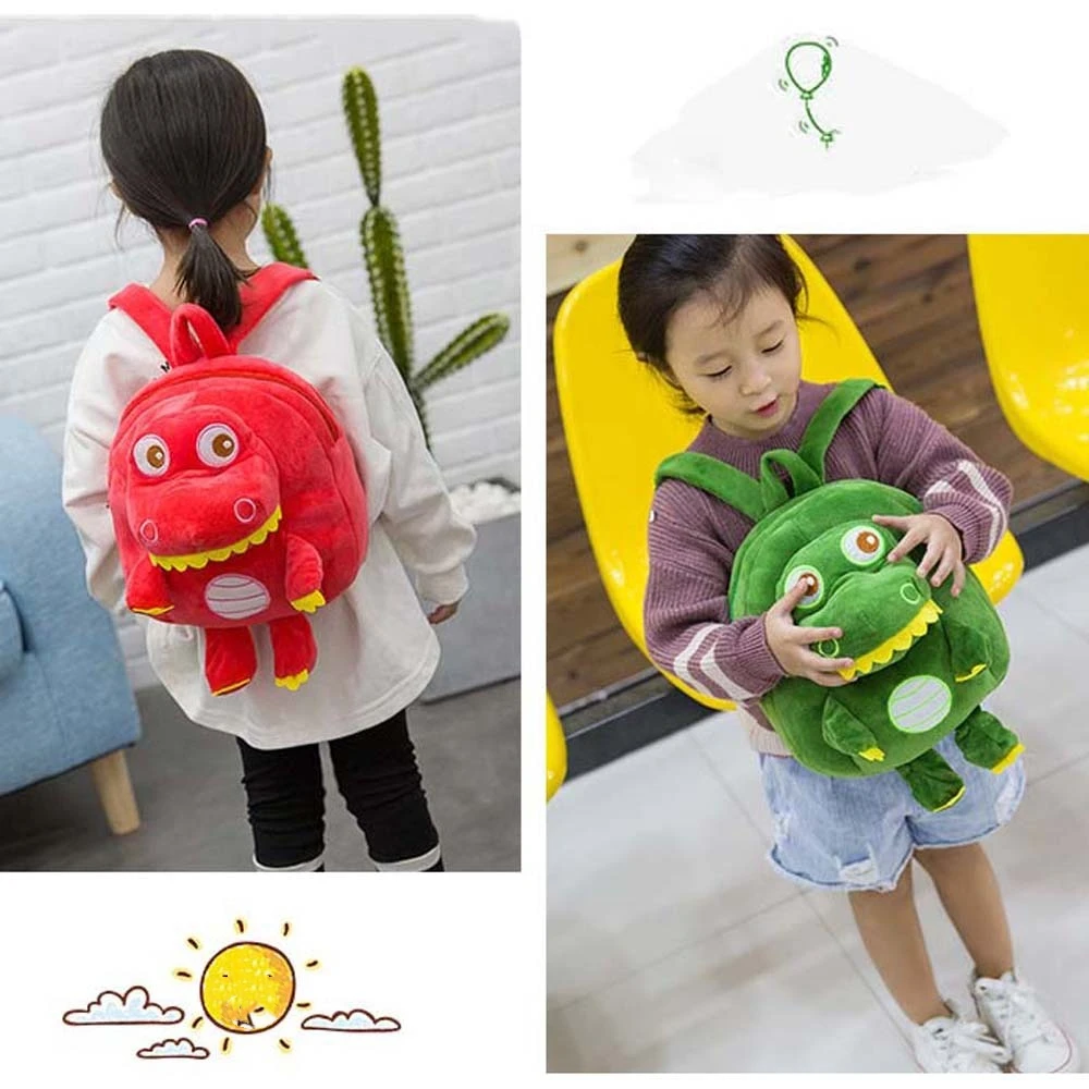 Kawaii Dinosaur Children Backpack Adjustable Straps Plush Filled Plush Doll Bag Fluorescence Color Large Capacity