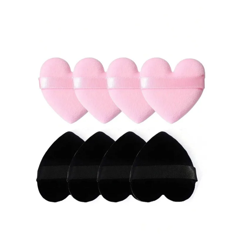 8pcs Heart-Shaped Velvet Powder Puff, Designed For Contouring, Eyes And Corners Area, Beauty Blender