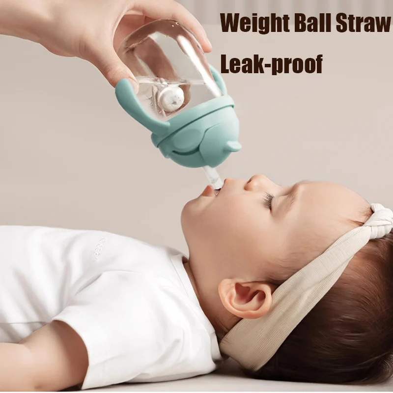 300ml Sippy Cup For Toddlers Weighted Ball Straw No Spill Learner Milk Water Baby Bottle Silicone Spout Baby Transition Bottles