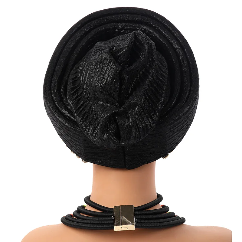 الموضة الأفريقية عمامة قبعة المرأة Autogele ربطة الرأس سيدة Headties أشرطة رأس نيجيريا الزفاف رئيس العلاقات القبعات Turbante Mujer