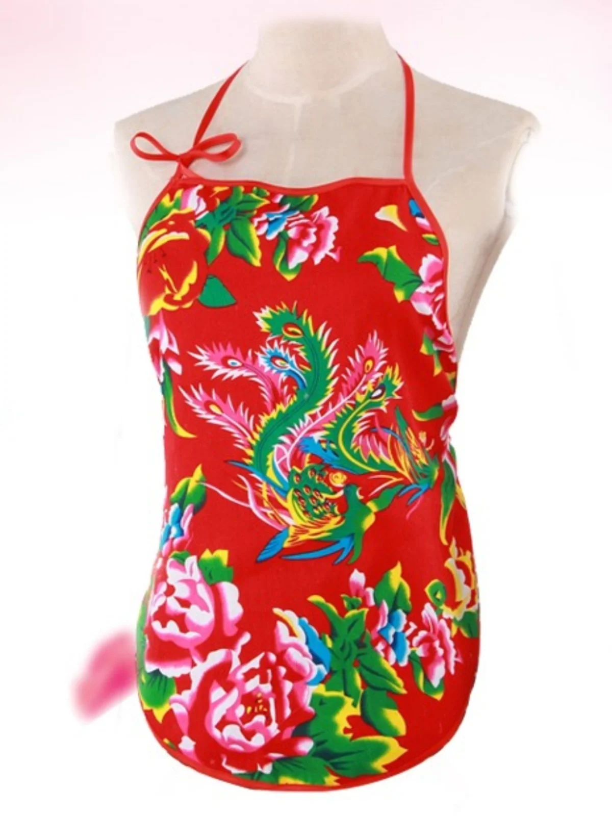 Traditional Northeast Chinese Floral Print Crop Top Vest Women's Funny Yangge Performance Costume Cotton Straight Cut Vest