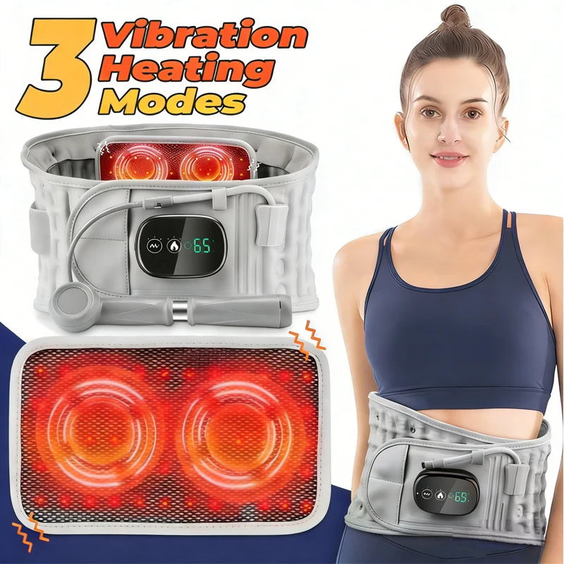 

Electric Heating Waist Massage Belt Vibration Inflate Red Light Hot Compress Lumbar Brace Spine Decompression Massager