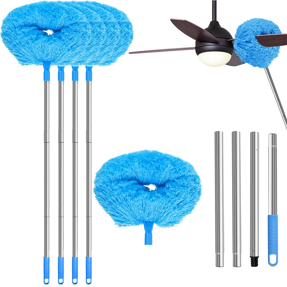 

5PCS/1PCS Ceiling Fan Cleaner Duster Reusable Microfiber Ceiling Fan Blade Cleaner with Extension Pole for Cleaning Walls Window