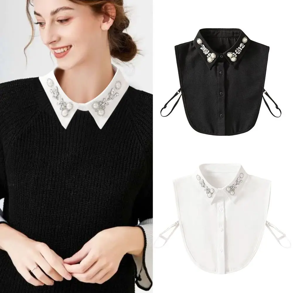 

New Shinny Beaded Fake Collar Chiffon Versatile Decoration Detachable Collars Blouse Sweater False Collars