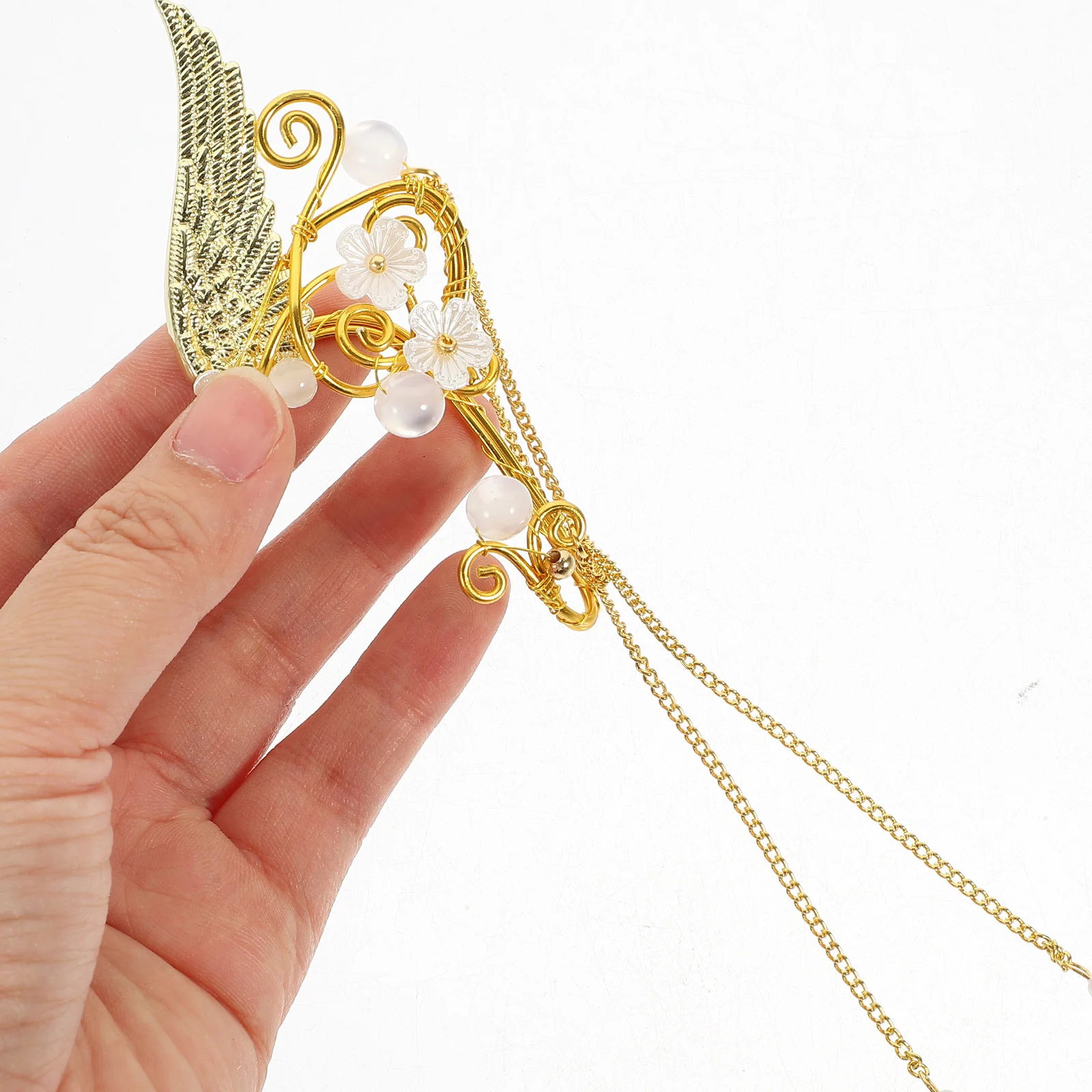 

Earrings Elf Ears Tassel Cuff Alloy Cosplay Clip Dangle Safe Non Piercing Ear Cuff Earrings for Women Teen Golden Fringe