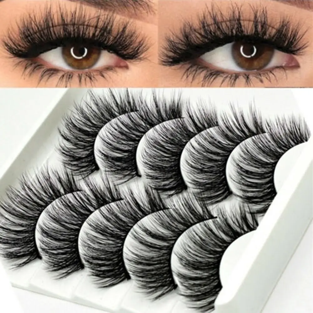 Cruelty-Free Eye Makeup Tools Reusable Full Strips Handmade False Eyelashes 3D Faux Mink Hair Wispy Fluffy Natural Long