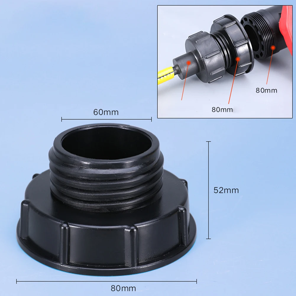 IBC 어댑터 어댑터 패킹 커넥터, 블랙 IBC 어댑터, IBC 탱크 커넥터, 플라스틱 멋진, 80mm 줄이기, S60 x 6(60mm)