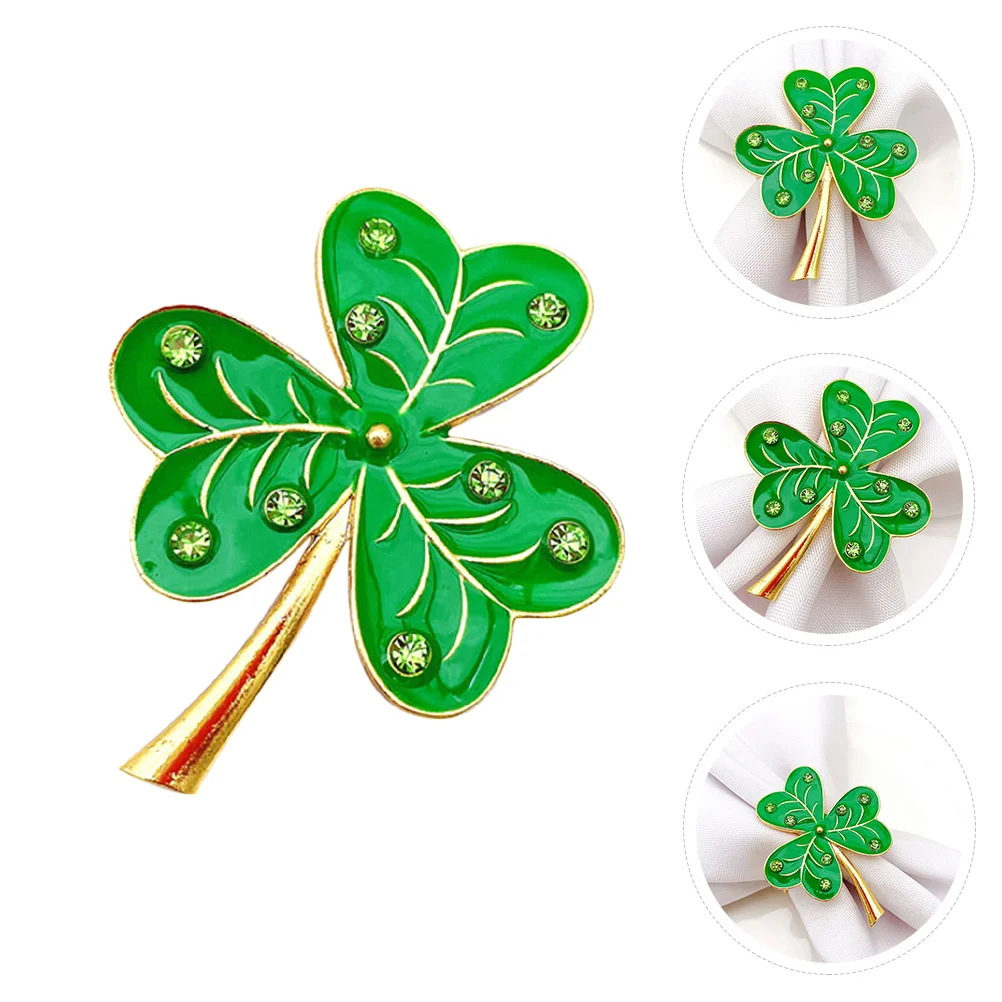 

Napkin Rings Shamrock Table Decor Dating Party Metal Buckle Centerpieces for Dining Romantic Alfalfa Napkin Holders