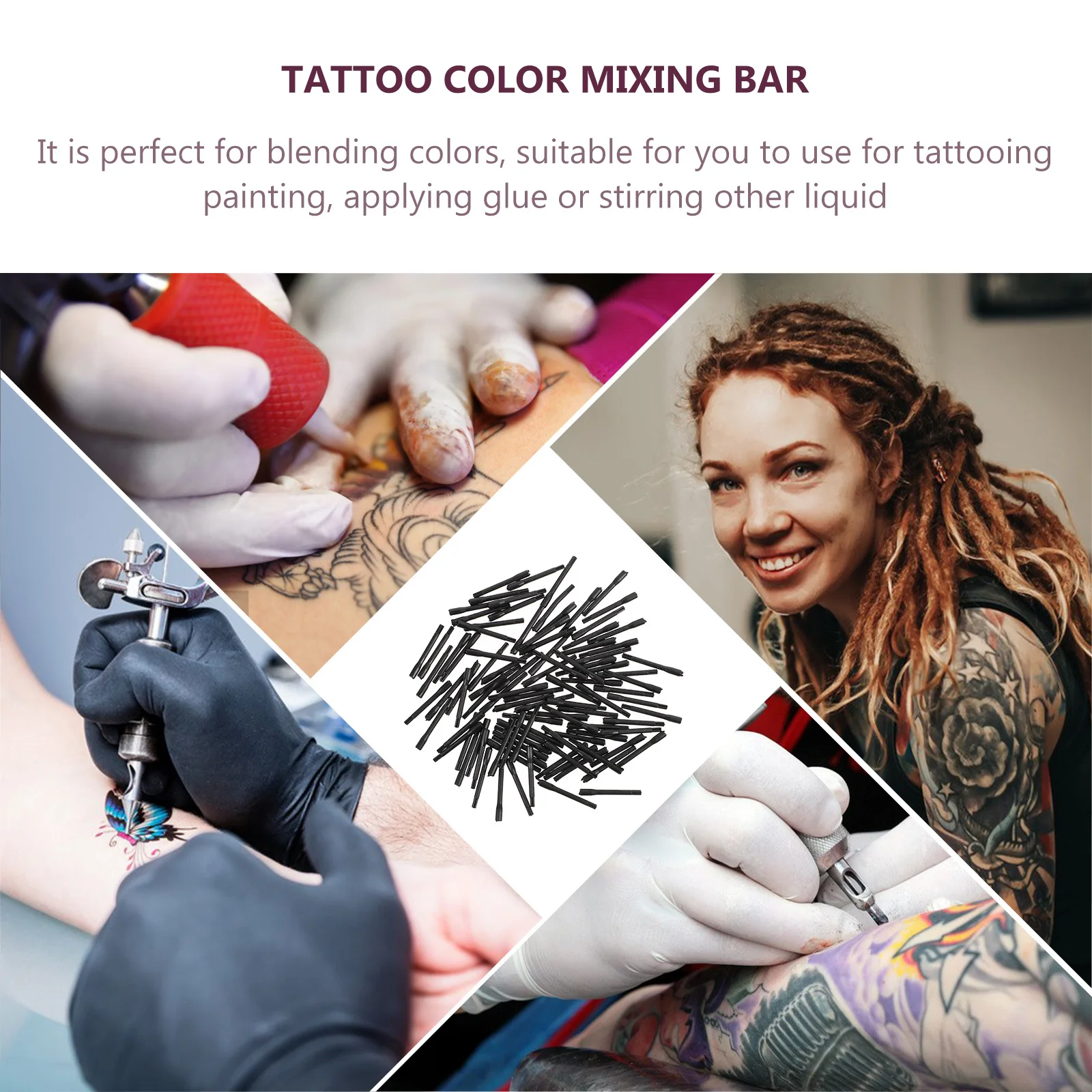 

100Pcs Plastic Mix Stick Tattooing Tools for Mixing Pigment Ink Adhesive Compact Design Easy Storage Suitable Home Salon DIY