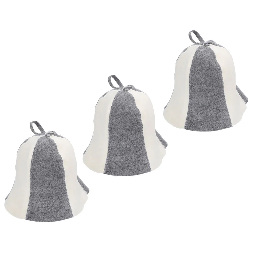 3 Pcs Felt Sauna Hat Cap Spa Bath Hats Towel Accessories for Unisex Thick Men Bathing