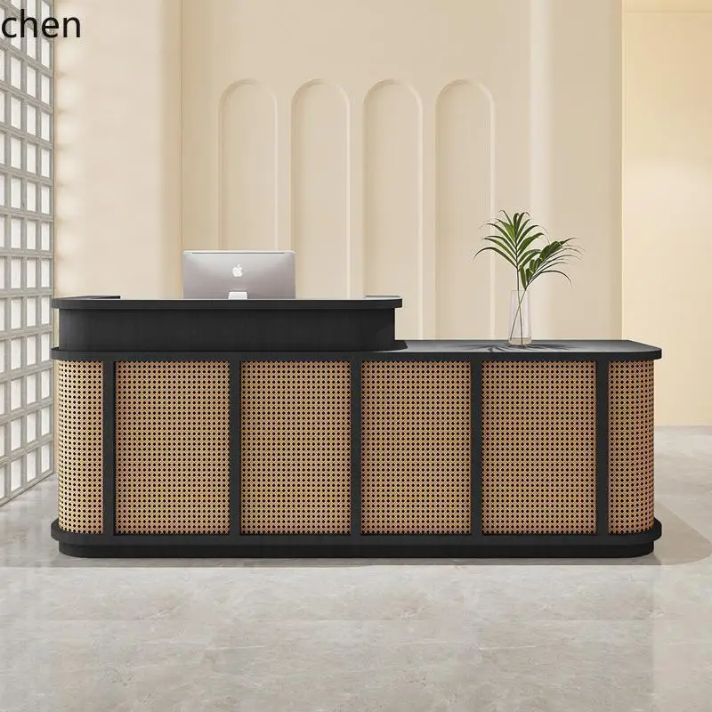 YFY  Retro Rattan Jewelry Counter for Homestays, Restaurants, Wabi-Sabi Style Front Desk, Clothing Store, Bar Counter, Cashier