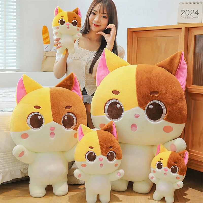 Jouet en peluche chat Kawaii, chaton mignon, poupée en peluche pour enfants, oreiller de sommeil câlin, poupée douce, cadeau d'anniversaire et de noël pour enfants