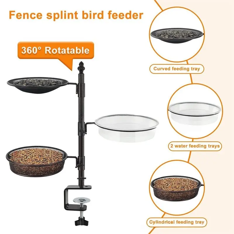 FLYY-Vogelbadewanne, Vogelbadzaun, Abnehmbares Balkongeländer, Vogelfutterspender, Hängender Vogelfutterspender Einlagig – Detail 7