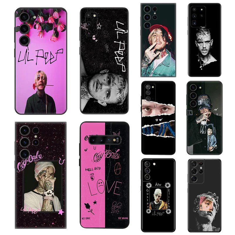 Fashion Lil Rapper P-Peep Silicone Black Phone Cases for Samsung Galaxy S24 Ultra S23 5G S22 S21 S20 FE Plus Note 20 S10 Cover