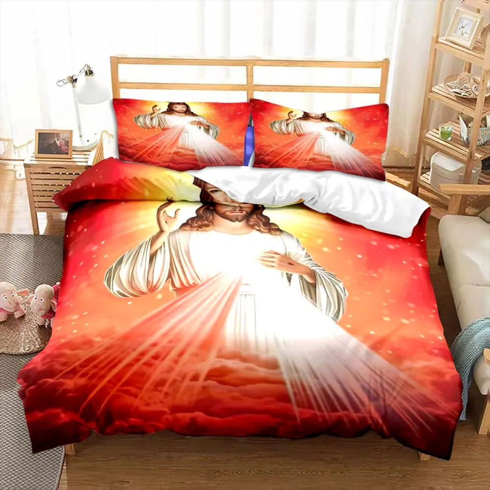 Jesus Virgin Mary Bedding Set Bedroom Twin Bedding Set Comforter Kids Adults Bed Duvet Cover Double King Comforter Home Decor