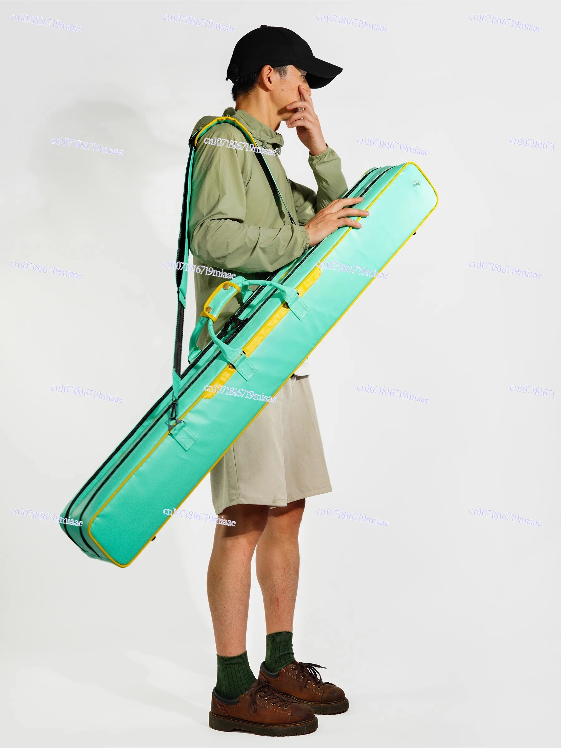 Lightweight Waterproof Fishing Rod Bag, Wear Resistant Hard Shell Storage Case with Multi Layer Design