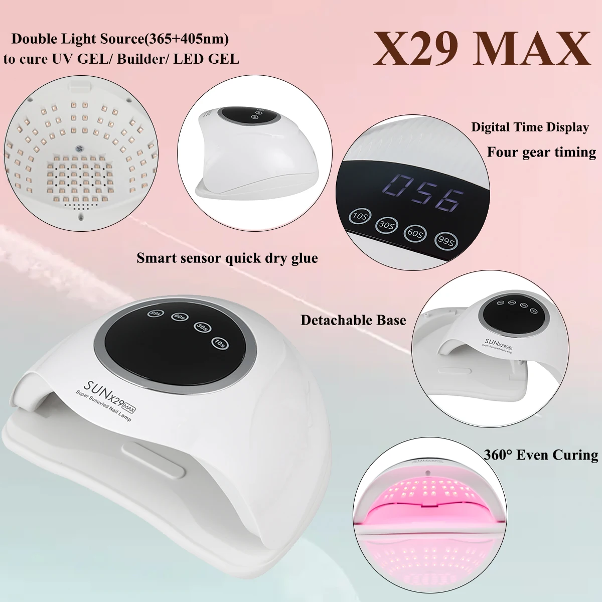 SUN X29MAX مصباح مجفف الأظافر مجفف الأظافر مجفف سريع مستشعر تلقائي مصباح طلاء الأظافر