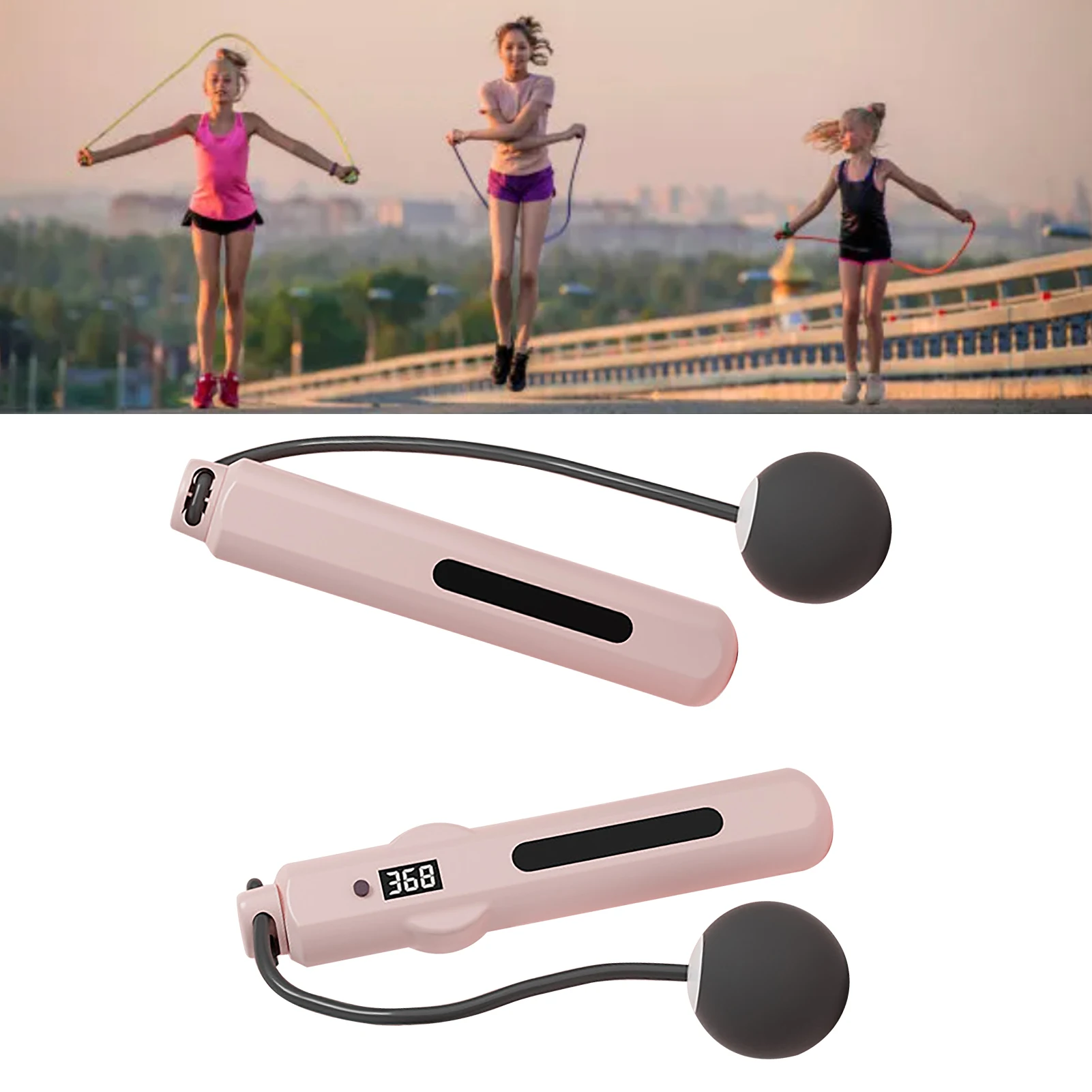 Weighted Jump Rope Cordless Jump Rope Portable Intelligent Voice Broadcasting Simple  with Counting Screen for Fitness