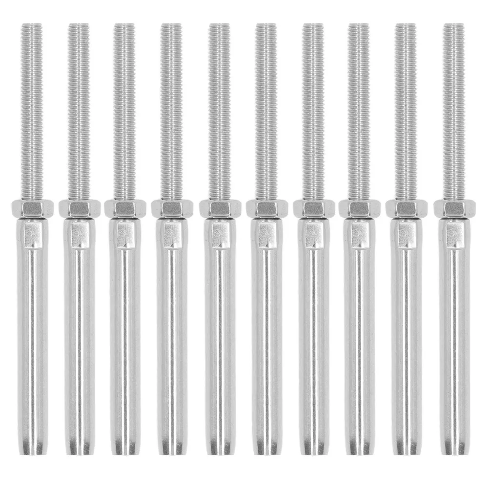 10pcs Hand Swage Design Cable Railing Tensioners Premium Durable Threaded Stud Fittings Wire Rope Connectors Marine Application