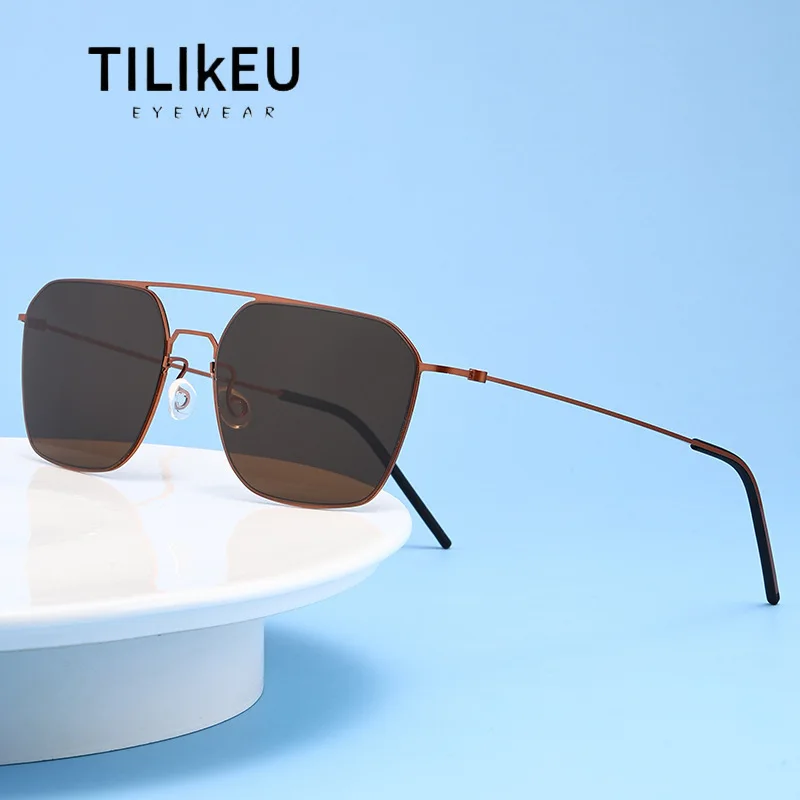 

Новые роскошные солнцезащитные очки из чистого титана, безвинтовые мужские и женские солнцезащитные очки в большой оправе с защитой от УФ-лучей, винтажные пилоты, Дания, дизайнер 2025 г.