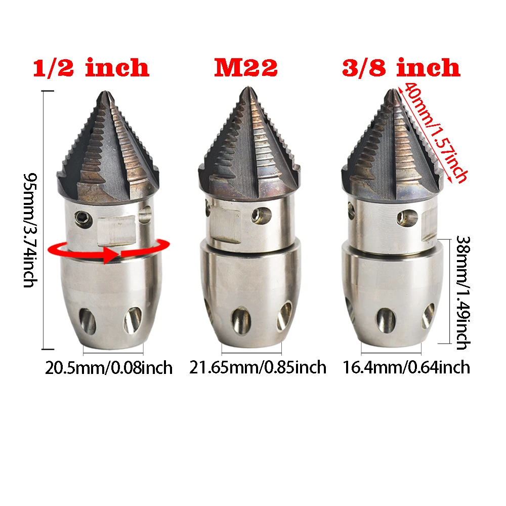 High Pressure Rotating Nozzle Sewer Cleaning 3/8 1/2 M22 3/4 inch Thread Wastewater Discharge Dredging Tools