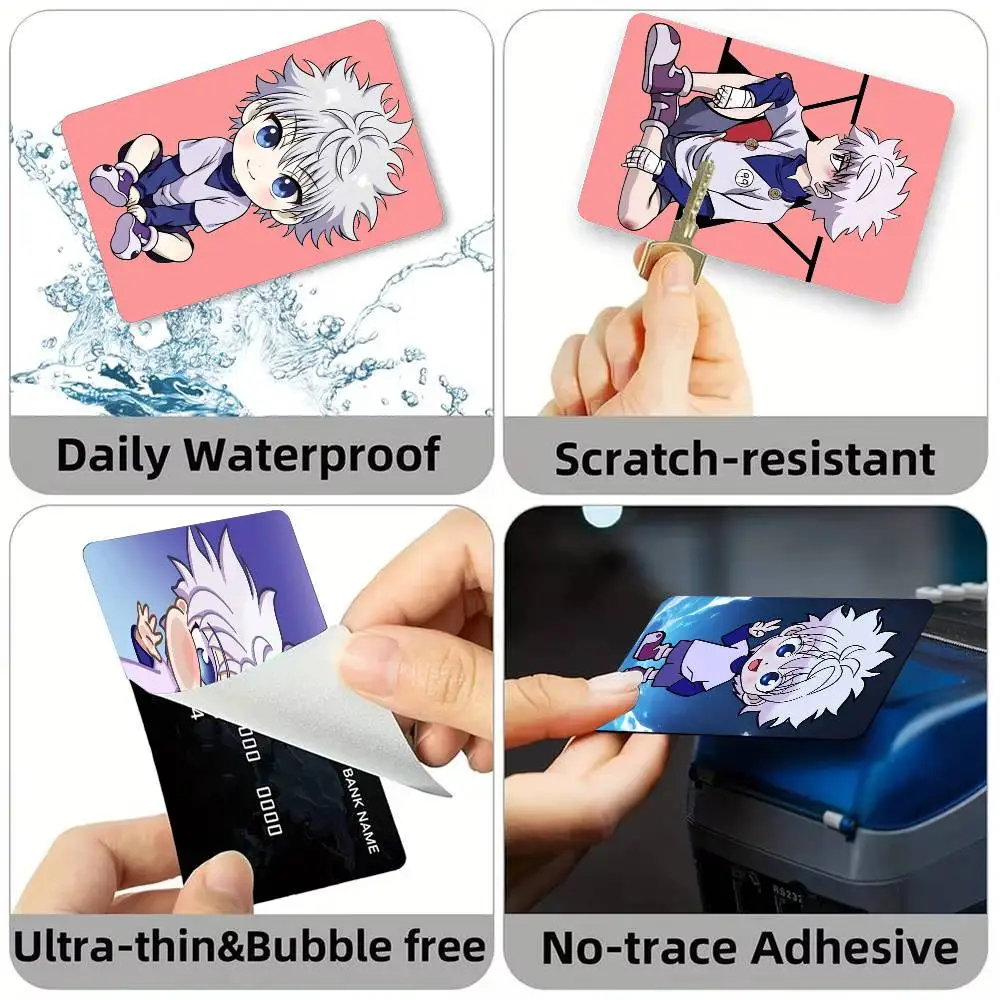 H-Hunter Hunter Killua Zoldyck Credit Card HD Stickers Game Card Decal Small Chip Waterproof Sticker Gift