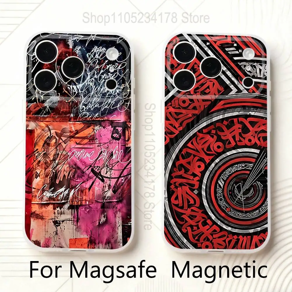 

Pokras Lampas Art Graffiti Phone Case For iPhone 14,16,12,17,13,15,11 Max,Pro,Mini,Plus,Air,E Magnetic Frosted Transparent