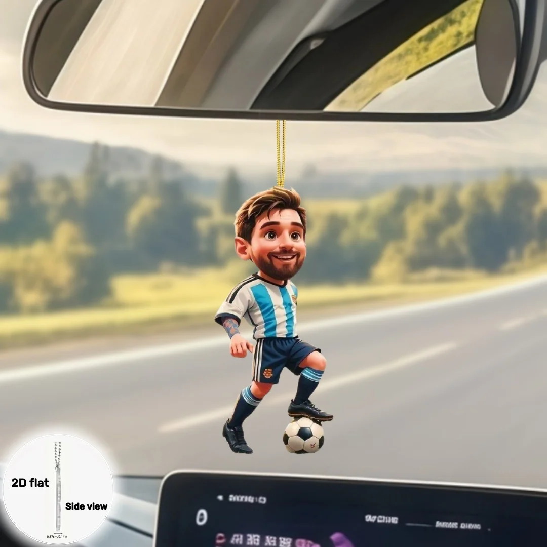 Messi Star Soccer Player Keychain,Football Sport 2D Flat Acrylic Ornament,Hanging Decoration for Car,Bags,Festive,Party,Gift,DIY