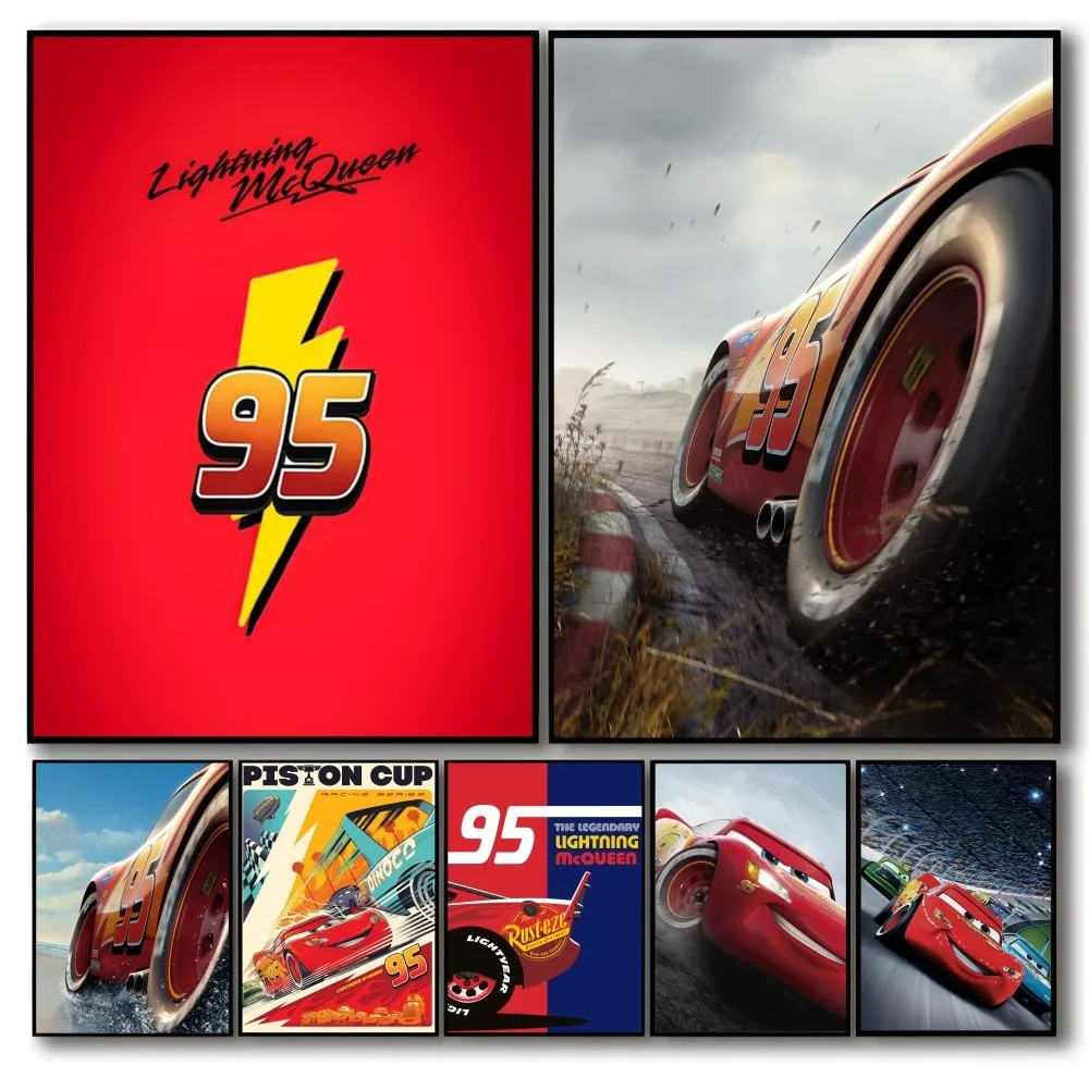 Lightning McQueen Self-adhesive Art Waterproof Paper Sticker Coffee House Bar Room Wall Decor