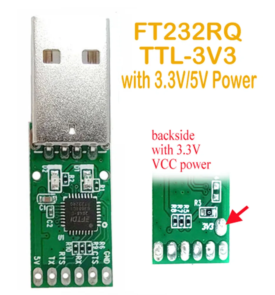 Sinforcon FTDI/FT232R TTL-232R-3V3-PCB USB/UART/TTL/3V3 Adapter with 3.3V VCC MCU PLC CPU WIFIAP Config PRG Comtest Tools/Kits
