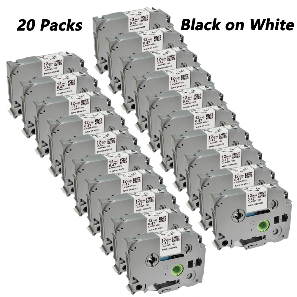 1~20PK compatible with Brother 12mm TZe label tape TZc231 TZ231 TZc 231 white laminated ribbon P-touch label machine PT-H110