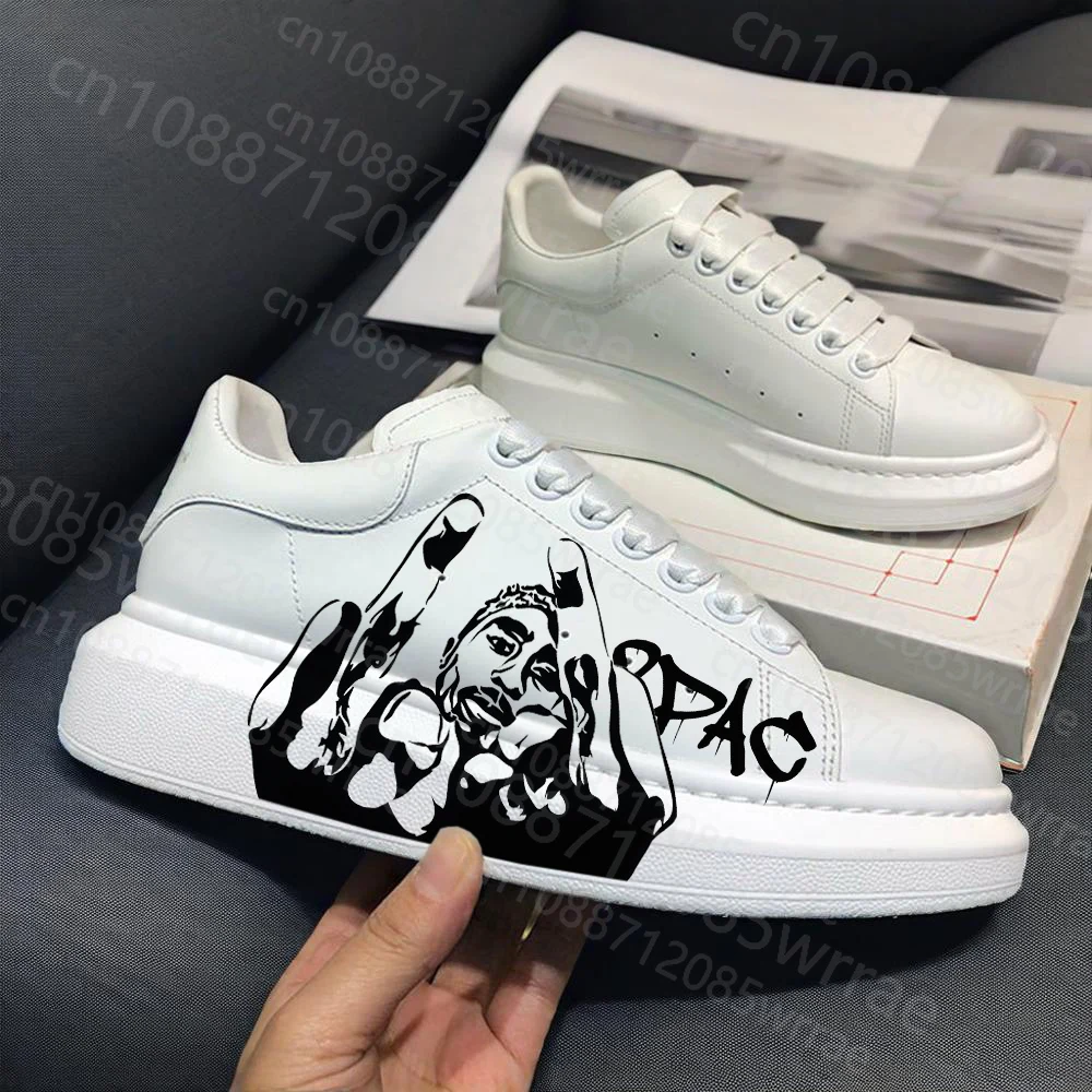 

Рэпер Тупак 2pac Обувь с героями мультфильмов для девочек-подростков и мальчиков Высокие уличные баскетбольные спортивные повседневные мужские и женские кроссовки с 3d принтом